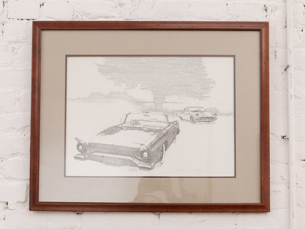 Car Rendering Lithograph Framed and Signed