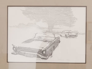 Car Rendering Lithograph Framed and Signed