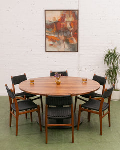 Solid Walnut Round Table with Black Base