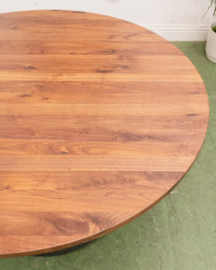 Solid Walnut Round Table with Black Base