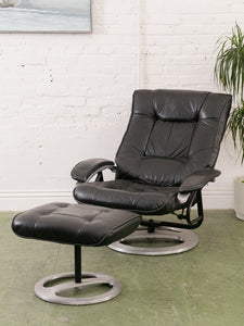 Leather Lounge Chair and Ottoman