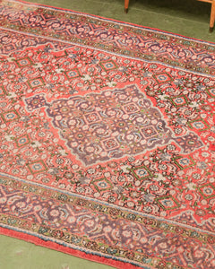 Vintage Persian Rug in Red, Blues and Greens