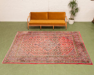 Vintage Persian Rug in Red, Blues and Greens