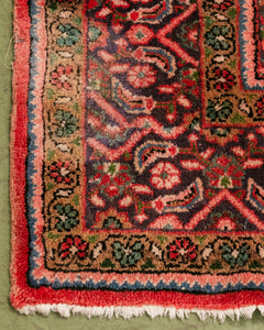 Vintage Persian Rug in Red, Blues and Greens