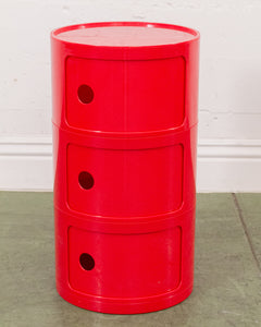 Red 3 Drawer Round Shelf