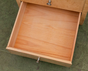 Birds Eye Maple Narrow Display Cabinet with Drawers