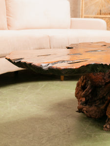 84" Wide Burlwood Coffee Table