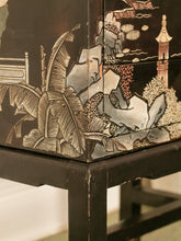 Load image into Gallery viewer, Lovely Japanese Black Lacquer Side Table on Stand Hand Painted
