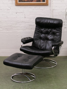 Ekkornes Leather Chair and Ottoman