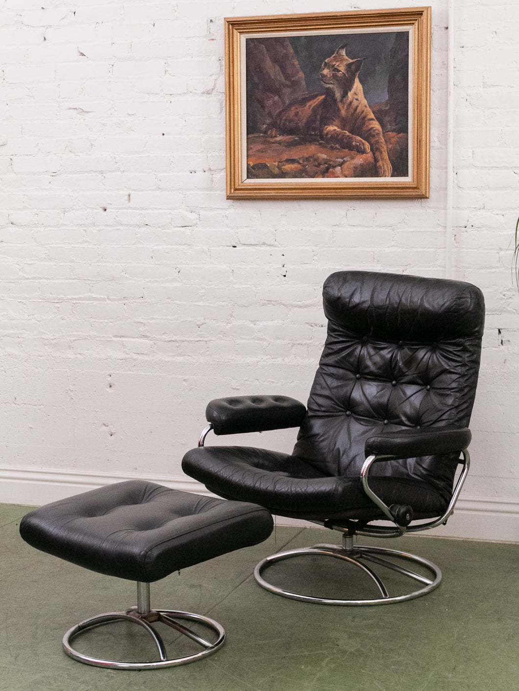 Ekkornes Leather Chair and Ottoman