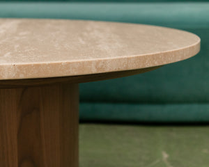 Travertine Walnut Base Coffee Table