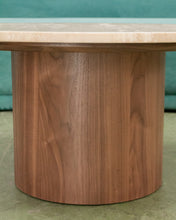 Load image into Gallery viewer, Travertine Walnut Base Coffee Table
