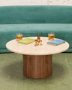 Travertine Walnut Base Coffee Table