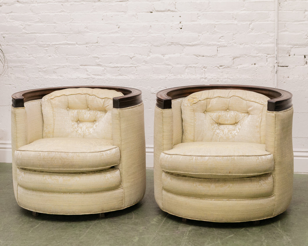 Vintage Damask Barrel Chair