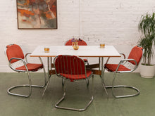 Load image into Gallery viewer, 1970’s Burnt Orange Chrome Chairs x4
