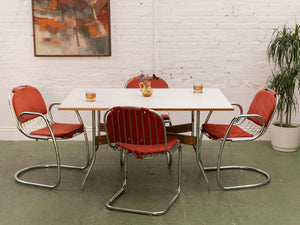 1970’s Burnt Orange Chrome Chairs x4