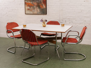 1970’s Burnt Orange Chrome Chairs x4