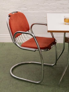 1970’s Burnt Orange Chrome Chairs x4