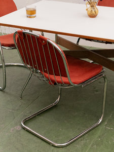 1970’s Burnt Orange Chrome Chairs x4