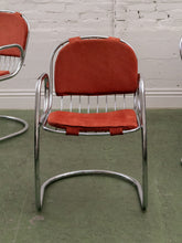 Load image into Gallery viewer, 1970’s Burnt Orange Chrome Chairs x4
