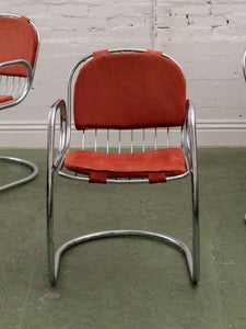 1970’s Burnt Orange Chrome Chairs x4