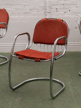 Load image into Gallery viewer, 1970’s Burnt Orange Chrome Chairs x4
