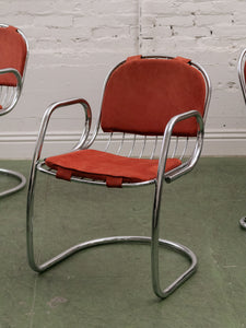 1970’s Burnt Orange Chrome Chairs x4