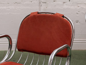 1970’s Burnt Orange Chrome Chairs x4