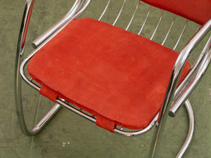 1970’s Burnt Orange Chrome Chairs x4