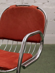 1970’s Burnt Orange Chrome Chairs x4