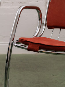 1970’s Burnt Orange Chrome Chairs x4