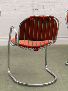 1970’s Burnt Orange Chrome Chairs x4