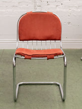 Load image into Gallery viewer, 1970’s Burnt Orange Chrome Chairs x4
