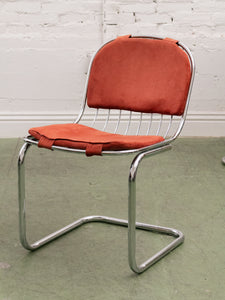 1970’s Burnt Orange Chrome Chairs x4