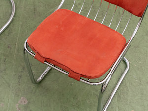 1970’s Burnt Orange Chrome Chairs x4