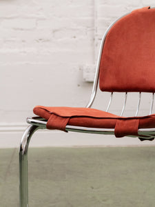 1970’s Burnt Orange Chrome Chairs x4