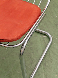 1970’s Burnt Orange Chrome Chairs x4