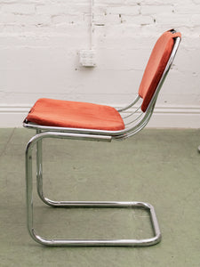 1970’s Burnt Orange Chrome Chairs x4