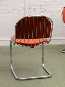 1970’s Burnt Orange Chrome Chairs x4