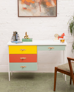 Multi Color Desk (Teal Right Drawer)