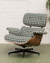 Load image into Gallery viewer, Green Houndstooth Chair &amp; Ottoman
