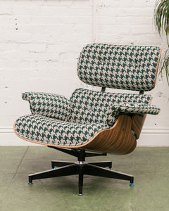 Green Houndstooth Chair & Ottoman