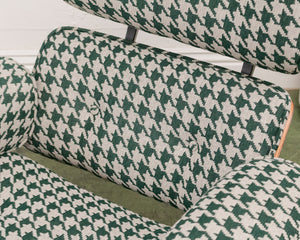 Green Houndstooth Chair & Ottoman