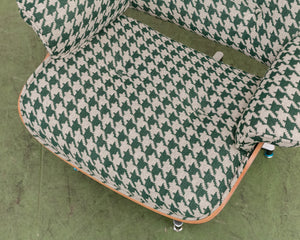 Green Houndstooth Chair & Ottoman