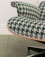 Load image into Gallery viewer, Green Houndstooth Chair &amp; Ottoman
