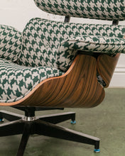 Load image into Gallery viewer, Green Houndstooth Chair &amp; Ottoman
