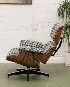 Green Houndstooth Chair & Ottoman