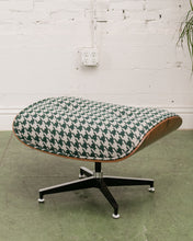 Load image into Gallery viewer, Green Houndstooth Chair &amp; Ottoman
