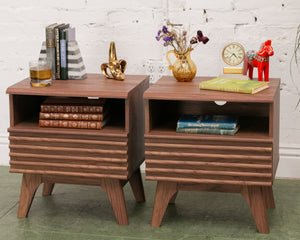 Slat Nightstands Pair