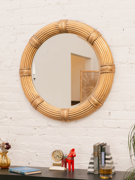 鏡 Vintage Rattern Mirror Art Deco Post Modern Mirror – Sunbeam Vintage